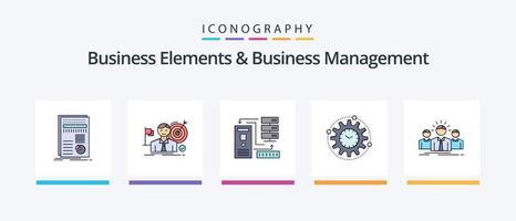 Business Elements And Business Managment Line Filled 5 Icon Pack Including idea. laptop. power. technology. sharing. Creative Icons Design vector