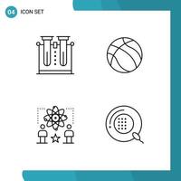 Line Pack of 4 Universal Symbols of chemistry user testing basketball star Editable Vector Design Elements