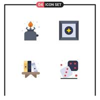 4 Universal Flat Icon Signs Symbols of camping living picnic favorite shelf Editable Vector Design Elements