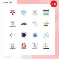 Set of 16 Modern UI Icons Symbols Signs for website page message internet stamp Editable Pack of Creative Vector Design Elements