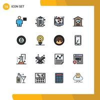 Set of 16 Modern UI Icons Symbols Signs for product home clip board delivery love Editable Creative Vector Design Elements