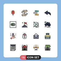 conjunto de 16 iconos modernos de la interfaz de usuario signos de símbolos para el chat de control de palanca deshacer conversaciones elementos de diseño de vectores creativos editables