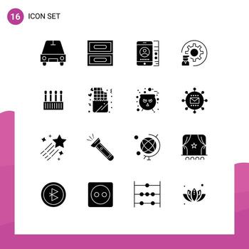 conjunto de 16 iconos modernos de la interfaz de usuario signos de símbolos para el desarrollo del programador de servicios de belleza cosmética elementos de diseño vectorial editables vector