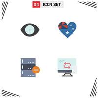 Editable Vector Line Pack of 4 Simple Flat Icons of eye base vision flag database Editable Vector Design Elements