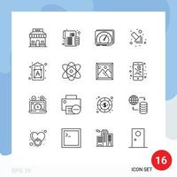 16 User Interface Outline Pack of modern Signs and Symbols of process right dashboard down internet Editable Vector Design Elements