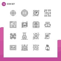 Set of 16 Modern UI Icons Symbols Signs for diary sharing question share summer Editable Vector Design Elements