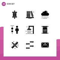 User Interface Pack of 9 Basic Solid Glyphs of bath corporate management cloud corporate administration business Editable Vector Design Elements