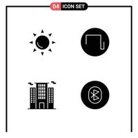 Mobile Interface Solid Glyph Set of Pictograms of sun work sound building communication Editable Vector Design Elements