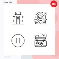 Pack of 4 creative Filledline Flat Colors of devices pushpin products location multimedia Editable Vector Design Elements