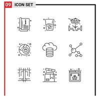 Set of 9 Modern UI Icons Symbols Signs for atom cloud decoration backup halloween Editable Vector Design Elements