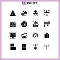 Set of 16 Modern UI Icons Symbols Signs for cyber connection baby table flower Editable Vector Design Elements