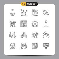 User Interface Pack of 16 Basic Outlines of campfire sweet wreath marshmallow file Editable Vector Design Elements