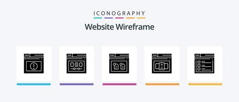 Website Wireframe Glyph 5 Icon Pack Including internet. control. webpage. code. file. Creative Icons Design vector