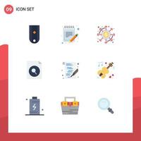 9 Universal Flat Colors Set for Web and Mobile Applications search document schedule payments finance Editable Vector Design Elements