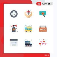 Set of 9 Modern UI Icons Symbols Signs for security extinguisher research web information Editable Vector Design Elements