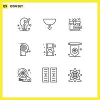 Set of 9 Commercial Outlines pack for hour focusing free focus business Editable Vector Design Elements