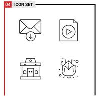 paquete de iconos vectoriales de stock de 4 signos y símbolos de línea para la construcción de documentos urbanos de correo presente elementos de diseño vectorial editables vector