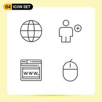 Line Pack of 4 Universal Symbols of world web add human computers Editable Vector Design Elements