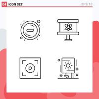 Universal Icon Symbols Group of 4 Modern Filledline Flat Colors of delete video atom space festival Editable Vector Design Elements