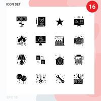 conjunto de 16 iconos de interfaz de usuario modernos símbolos signos para la venta descuento estrella viernes monitor elementos de diseño vectorial editables vector