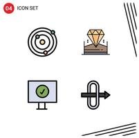 4 User Interface Filledline Flat Color Pack of modern Signs and Symbols of astronomy protection brilliant hotel traffic Editable Vector Design Elements