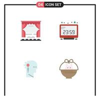 Set of 4 Modern UI Icons Symbols Signs for curtain display movie computer critical Editable Vector Design Elements