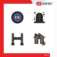 Group of 4 Filledline Flat Colors Signs and Symbols for find fence mapquest panel buildings Editable Vector Design Elements