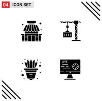 User Interface Pack of 4 Basic Solid Glyphs of building plant supermarket delivery decorate Editable Vector Design Elements