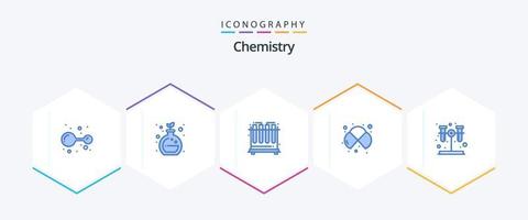 paquete de iconos azules de química 25 que incluye tubo. química. prueba. laboratorio. química vector