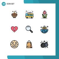 9 Creative Icons Modern Signs and Symbols of heart nature bus flower flora Editable Vector Design Elements