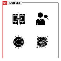 Set of 4 Modern UI Icons Symbols Signs for connection lifesaver mobile user support Editable Vector Design Elements