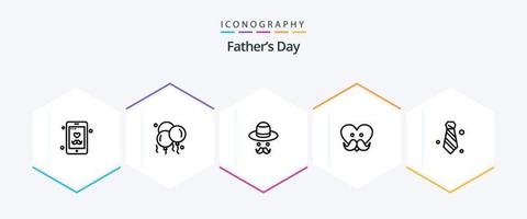 paquete de iconos de 25 líneas del día del padre que incluye código de vestimenta. amar. avatar. dia del padre. papá vector