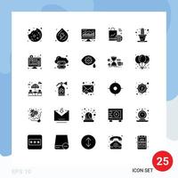 25 User Interface Solid Glyph Pack of modern Signs and Symbols of plant cactus chart wifi internet of things Editable Vector Design Elements