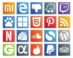 20 Social Media Icon Pack Including cms simple pinterest music soundcloud vector