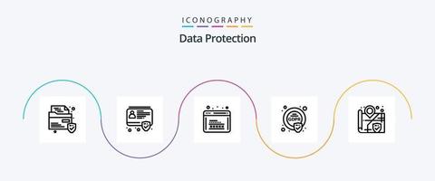 paquete de iconos de línea de protección de datos 5 que incluye seguridad. gdpr. desarrollo. UE. seguridad vector