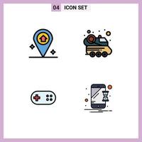 Stock Vector Icon Pack of 4 Line Signs and Symbols for map bandage automobile spacecraft device Editable Vector Design Elements