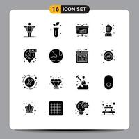 Modern Set of 16 Solid Glyphs and symbols such as location kitchen science food sales Editable Vector Design Elements