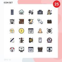 Universal Icon Symbols Group of 25 Modern Filled line Flat Colors of graph kitchen dress shirt female avatar Editable Vector Design Elements