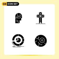 User Interface Pack of 4 Basic Solid Glyphs of learning analytics head cross diagram Editable Vector Design Elements