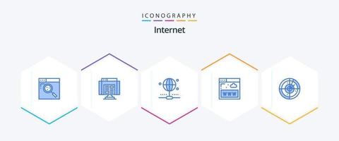 paquete de iconos azules de Internet 25 que incluye señalización. área. conexión. www. Internet vector