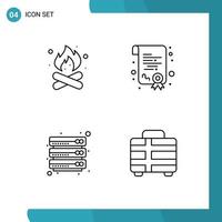 Universal Icon Symbols Group of 4 Modern Filledline Flat Colors of camp cloud server hot degree server Editable Vector Design Elements