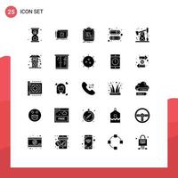 Pictogram Set of 25 Simple Solid Glyphs of pollution user algorithm interface workflow Editable Vector Design Elements