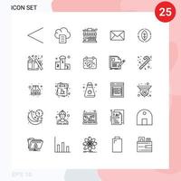 Set of 25 Modern UI Icons Symbols Signs for power green shop energy message Editable Vector Design Elements