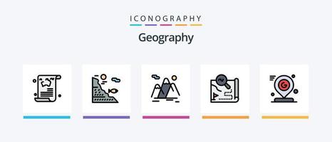 Geo Graphy Line Filled 5 Icon Pack Including map. mobile. location. tour. pin. Creative Icons Design vector