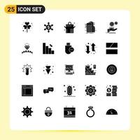 Modern Set of 25 Solid Glyphs Pictograph of idea solution food internet smart city Editable Vector Design Elements