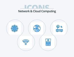 Network And Cloud Computing Blue Icon Pack 5 Icon Design. router. device. internet. technology. internet vector