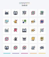 creative ux y ui paquete de iconos rellenos de 25 líneas, como web. contenido. gráfico. opciones control vector