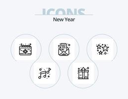 New Year Line Icon Pack 5 Icon Design. mic. stars. fire. fireworks. firecracker vector