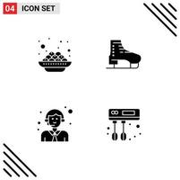 Mobile Interface Solid Glyph Set of 4 Pictograms of cake customer vadas skate logistic Editable Vector Design Elements