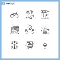 Universal Icon Symbols Group of 9 Modern Outlines of handset call development web web Editable Vector Design Elements